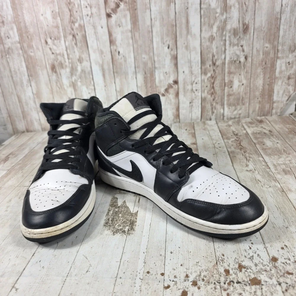 Jordan Air Jordan 1 Mid Black Elephant White Black FB9911-001 Mens 12
